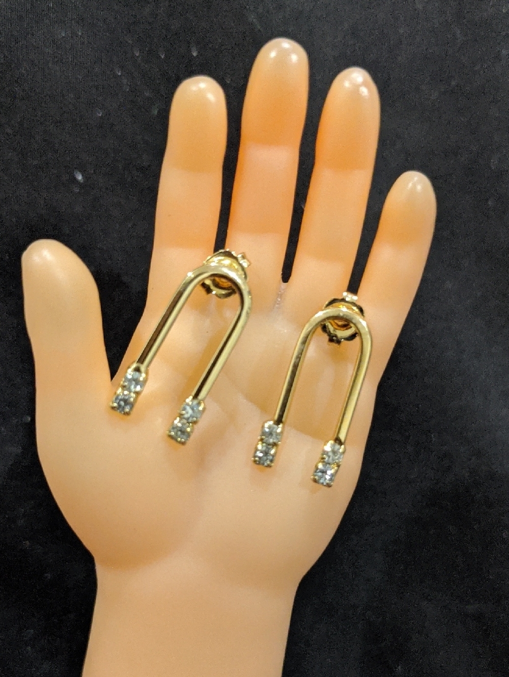 Gold-Tone Crystal Horseshoe Drop Earrings